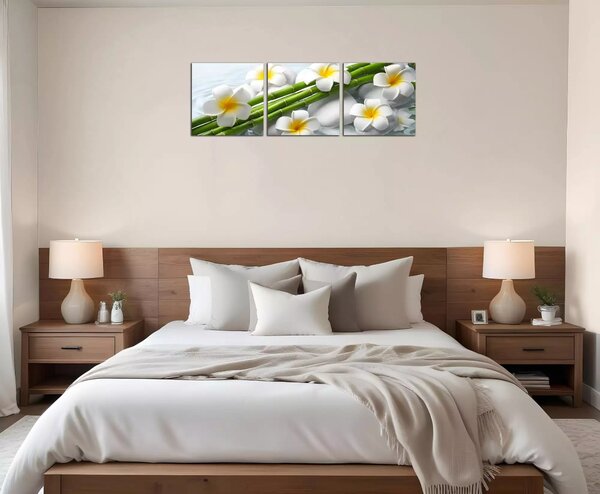Obraz na plátne Bambus a biele kvety
