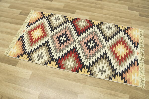 Obojstranný koberec / behúň Kilim Gold Aztecki Etno Romby viacfarebný