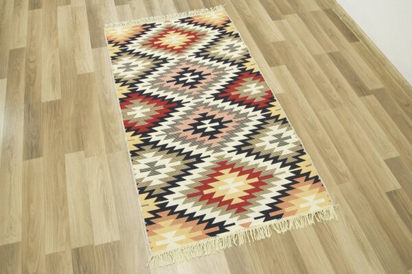 Obojstranný koberec / behúň Kilim Gold Aztecki Etno Romby viacfarebný