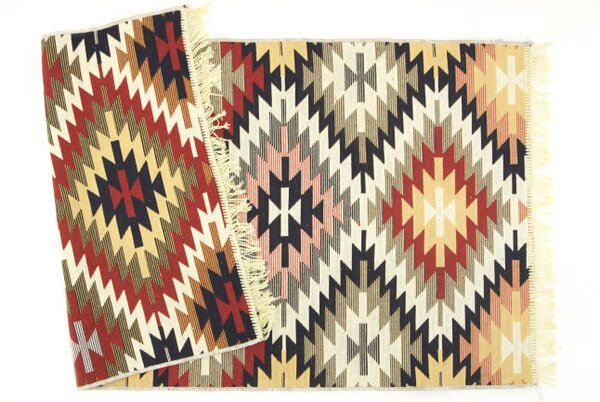 Obojstranný koberec / behúň Kilim Gold Aztecki Etno Romby viacfarebný