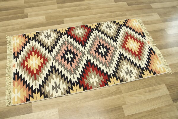 Obojstranný koberec / behúň Kilim Gold Aztecki Etno Romby viacfarebný