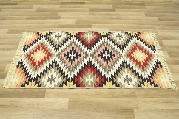 Obojstranný koberec / behúň Kilim Gold Aztecki Etno Romby viacfarebný