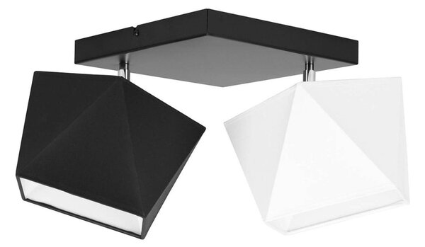 Stropné svietidlo Diamond, 2x biele textilné tienidlo, biela konštrukcia (možnosť polohovania)