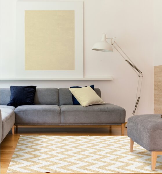 Koberec Adisa Typ 2 67x120 cm - béžová / biela / vzor