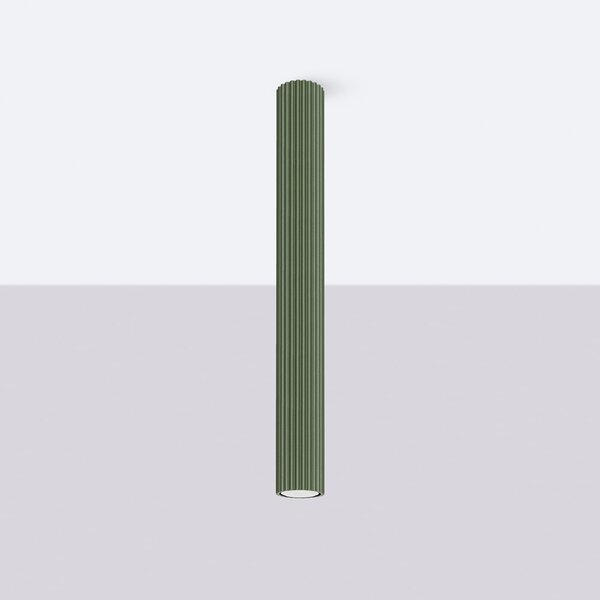Stropné svietidlo Karbon, 1x olivovo zelené kovové tienidlo, (60 cm)