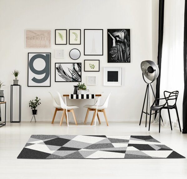 Koberec Sanar 57x90 cm - čierna / sivá / biela