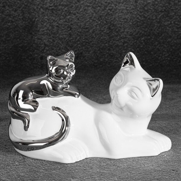 DEKORAČNÁ SOŠKA CAT 20X11X12 CM BIELA