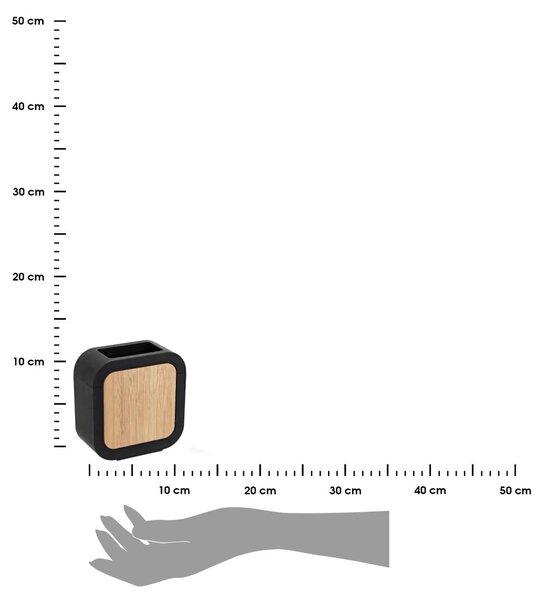Kúpeľňový pohár Tempesti, čierna/s drevenými prvkami