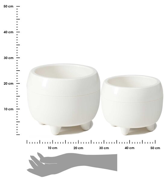 PLASTOVÝ KVETINÁČ BOTANICA SADA 2KS 30X24 CM+23X18,5 CM KRÉMOVÁ