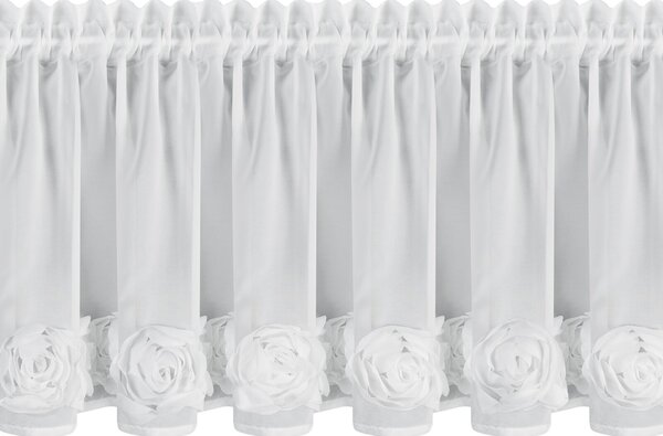 KRÁTKA ZÁCLONA NA PÁSKE EVA MINGE ROSES10 150X40 CM BIELA
