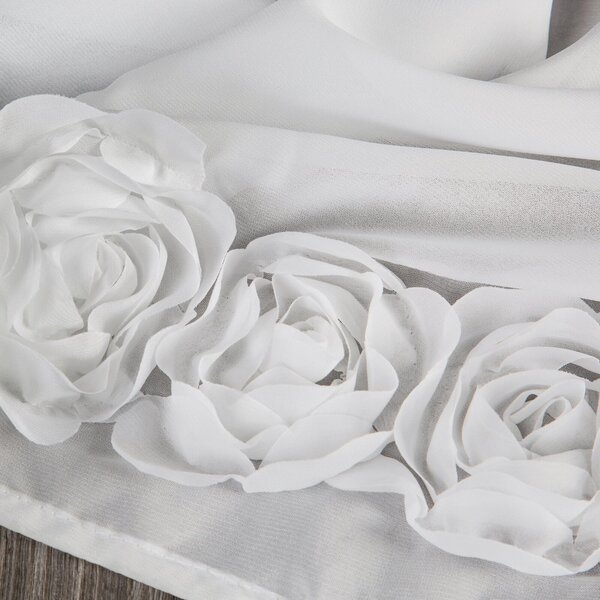 KRÁTKA ZÁCLONA NA PÁSKE EVA MINGE ROSES10 150X40 CM BIELA