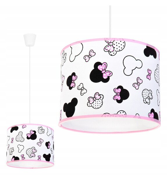 Detské závesné svietidlo Minnie, 1x textilné tienidlo so vzorom