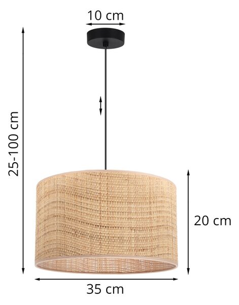 Závesné svietidlo Rattan, 1x ratanové tienidlo, (fi 35cm), b
