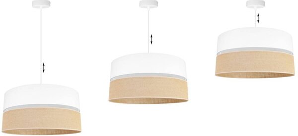 Závesné svietidlo Juta, 1x jutové/biele textilné tienidlo, (fi 45cm), w