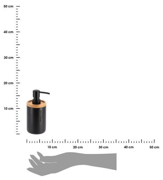 Dávkovač mydla Loudis, čierna/s drevenými prvkami, 280 ml