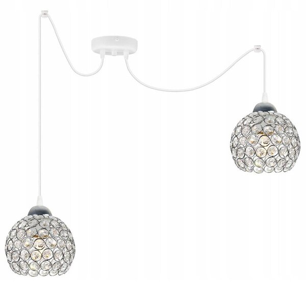 Závesné svietidlo Crystal Spider, 2x strieborné krištáľové tienidlo, (chrómové uchytenie), w