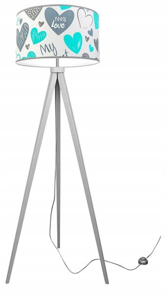 Detská stojacia lampa Heart, 1x biele textilné tienidlo so vzororm, (výber z 2 farieb konštrukcie), b
