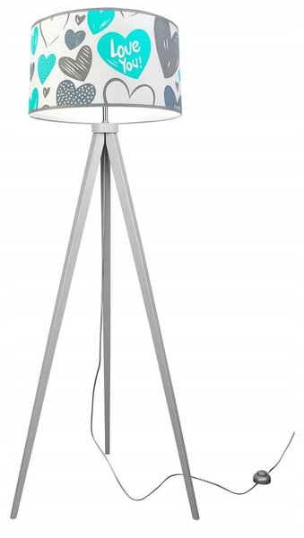Detská stojacia lampa Heart, 1x biele textilné tienidlo so vzororm, (výber z 2 farieb konštrukcie), b
