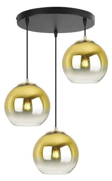 Závesné svietidlo Bergen Gold, 3x zlaté/transparentné sklenené tienidlo (fi 15cm), o