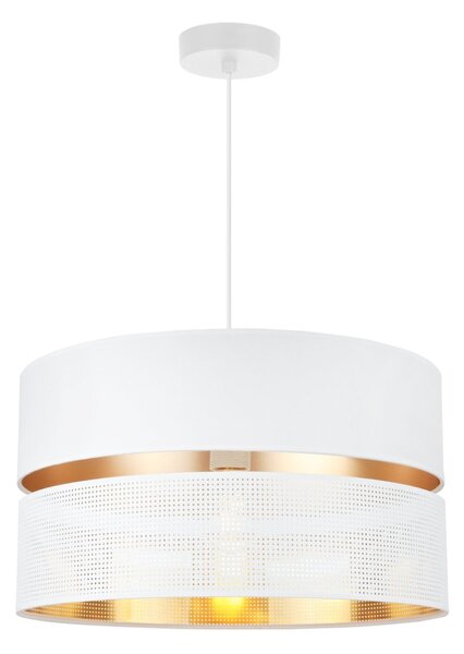 Závesné svietidlo Asti, 1x PVC/biele textilné tienidlo, (fi 40cm), g, w