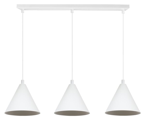 Závesné svietidlo Soho, 3x biele kovové tienidlo, (fi 14cm)