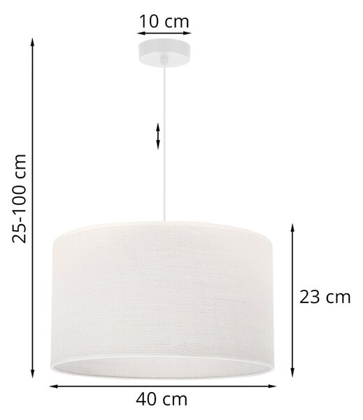 Závesné svietidlo Juta, 1x biele jutové tienidlo, (fi 40cm), w