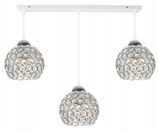 Závesné svietidlo Crystal, 3x strieborné krištáľové tienidlo, (chrómové uchytenie), w