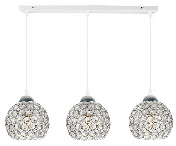 Závesné svietidlo Crystal, 3x strieborné krištáľové tienidlo, (chrómové uchytenie), w