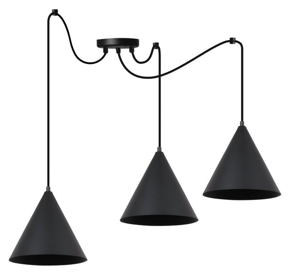 Závesné svietidlo Soho Spider, 3x čierne kovové tienidlo, (fi 25cm)