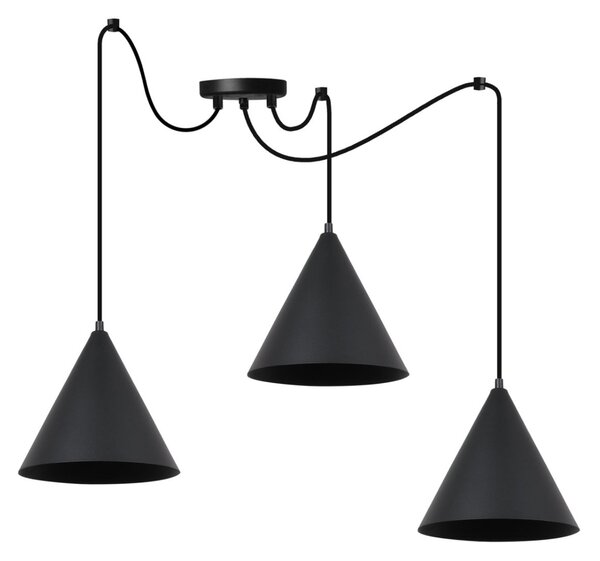 Závesné svietidlo Soho Spider, 3x čierne kovové tienidlo, (fi 25cm)