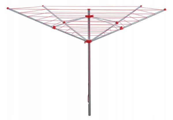 Erga Garden 5000, voľne stojaci 4-ramenný záhradný sušiak na bielizeň 200x200x195 cm, strieborná-červená, ERG-SEP-10SUSOGRGAR50