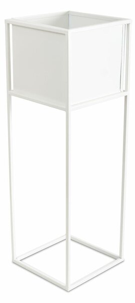 KOVOVÝ KVETINÁČ SO STOJANOM PLAIN 70X24 CM BIELA