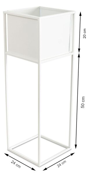 KOVOVÝ KVETINÁČ SO STOJANOM PLAIN 70X24 CM BIELA