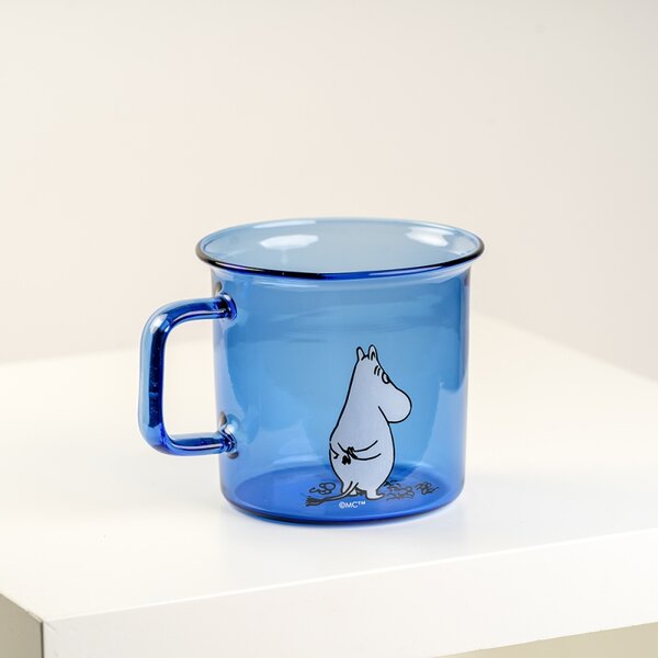 Muurla Sklenený hrnček Moomin 0,35l, modrý