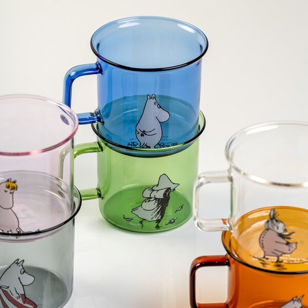 Muurla Sklenený hrnček Moomin 0,35l, modrý