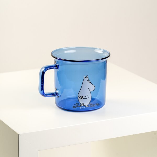 Muurla Sklenený hrnček Moomin 0,35l, modrý