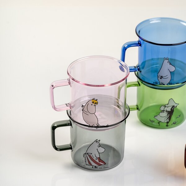 Muurla Sklenený hrnček Snorkmaiden 0,35l, ružový