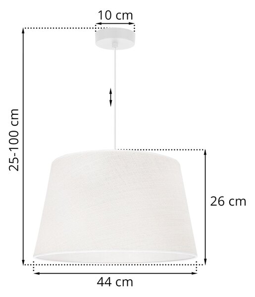 Závesné svietidlo Juta, 1x biele jutové tienidlo, (fi 44cm), w