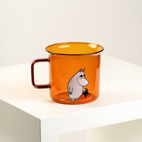 Muurla Sklenený hrnček Moominpappa 0,35l, jantárový