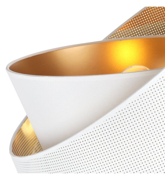 Závesné svietidlo Asti Duo1, 1x PVC/biele textilné tienidlo, (fi 45cm), g, w