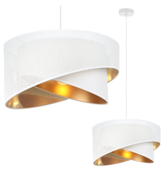 Závesné svietidlo Asti Duo1, 1x PVC/biele textilné tienidlo, (fi 45cm), g, w