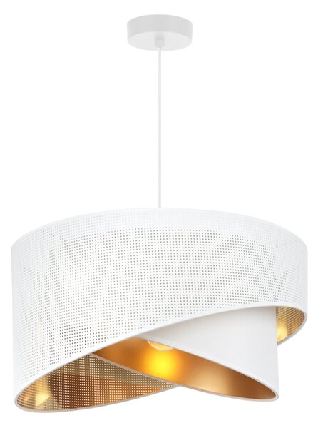 Závesné svietidlo Asti Duo1, 1x PVC/biele textilné tienidlo, (fi 45cm), g, w