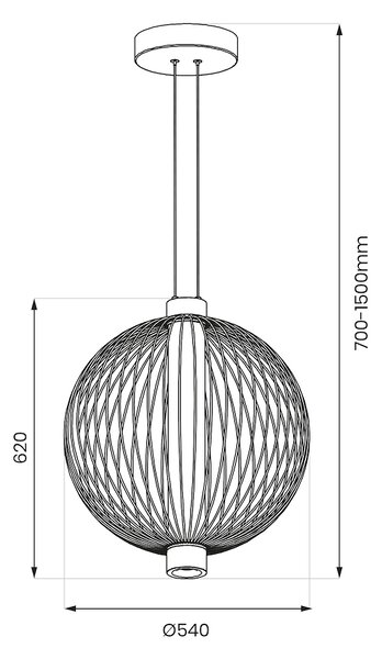 Závesné svietidlo Kyoto, 1x čierne drôtené tienidlo, (fi 54cm), b
