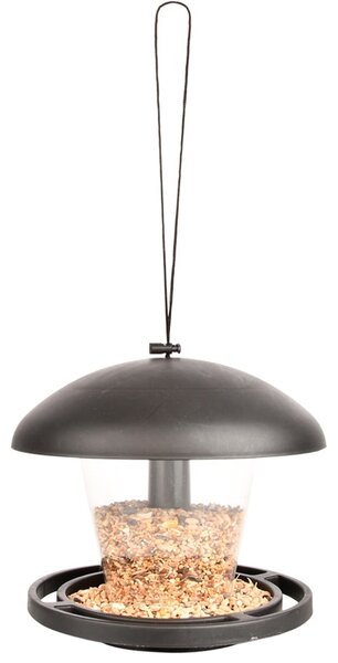 Závesné kŕmidlo pre vtáky Mushroom, 17,5x19,5 cm, plast, čierna