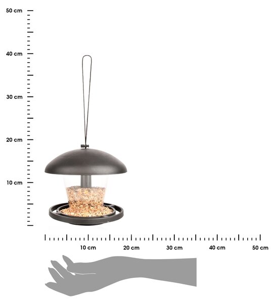 Závesné kŕmidlo pre vtáky Mushroom, 17,5x19,5 cm, plast, čierna