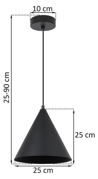 Závesné svietidlo Soho, 1x čierne kovové tienidlo, (fi 25cm)