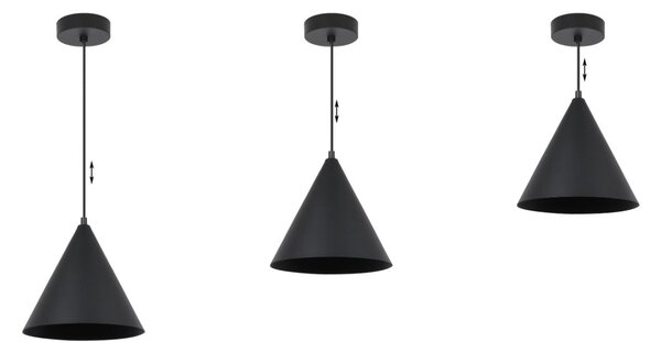 Závesné svietidlo Soho, 1x čierne kovové tienidlo, (fi 25cm)