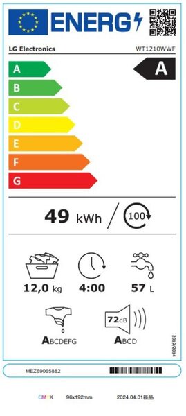 LG WT1210WWF + darčeková poukážka do Teta drogéria - Pracia veža práčka + sušička