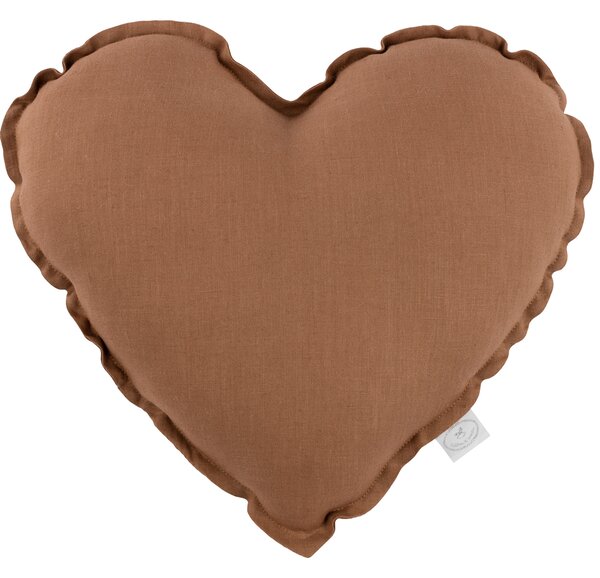 Cotton & Sweets Ľanový vankúš srdce čokoládové 44cm