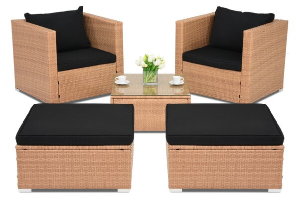 Záhradný technoratanový nábytok Rím Terrace + 2 medové taburetky Garden Point